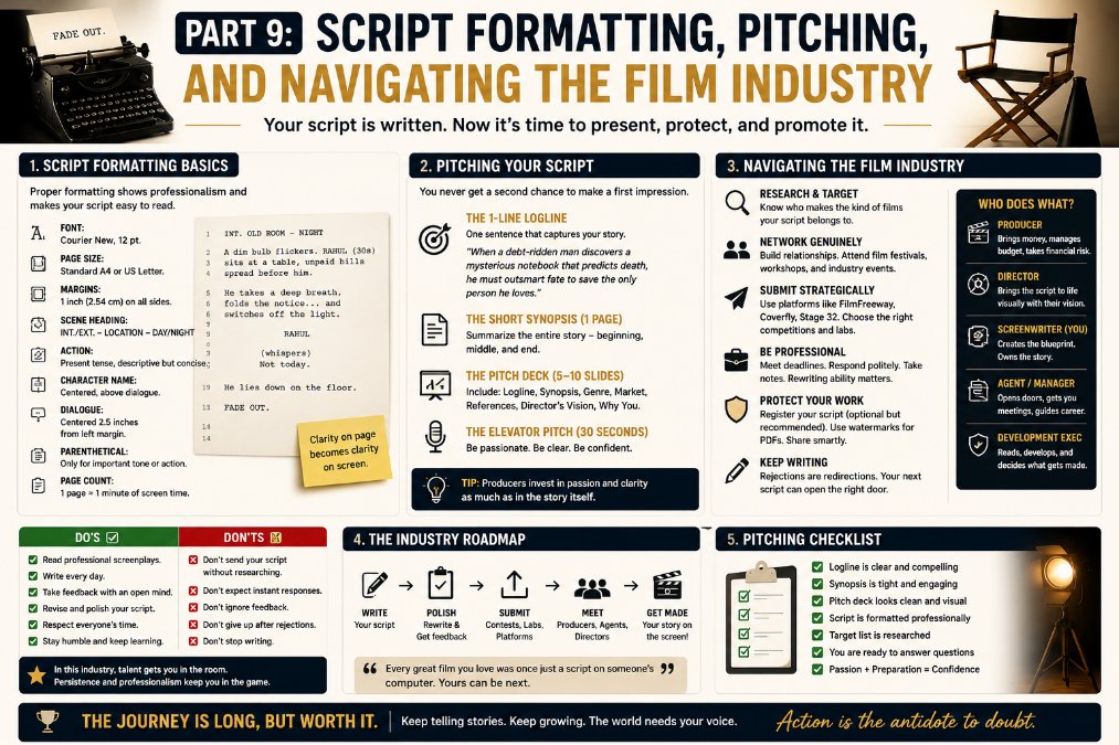 Part 9: Script Formatting, Pitching, and Navigating the Film Industry